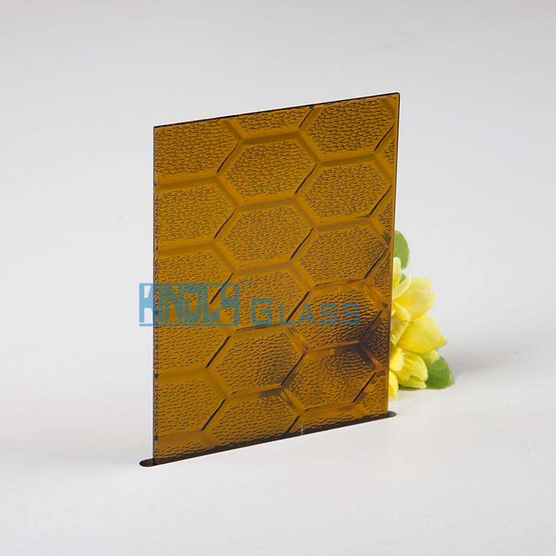 Amber Beehive Patterned Glass